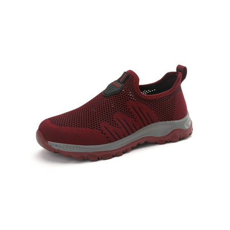 

Woobling Mens Athletic Shoes Sport Sneakers Fitness Workout Running Jogging Casual Sneaker Slip-Resistant Trainers Breathable Stretchy Maroon 4.5