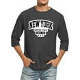 thumbnail image 1 of WEAIXIMIUNG T-Shirts pour Hommes à Manches 3/4 avec Nom de Ville et Lettres, Col Rond Confortable, Couleur Unie, 1 of 4