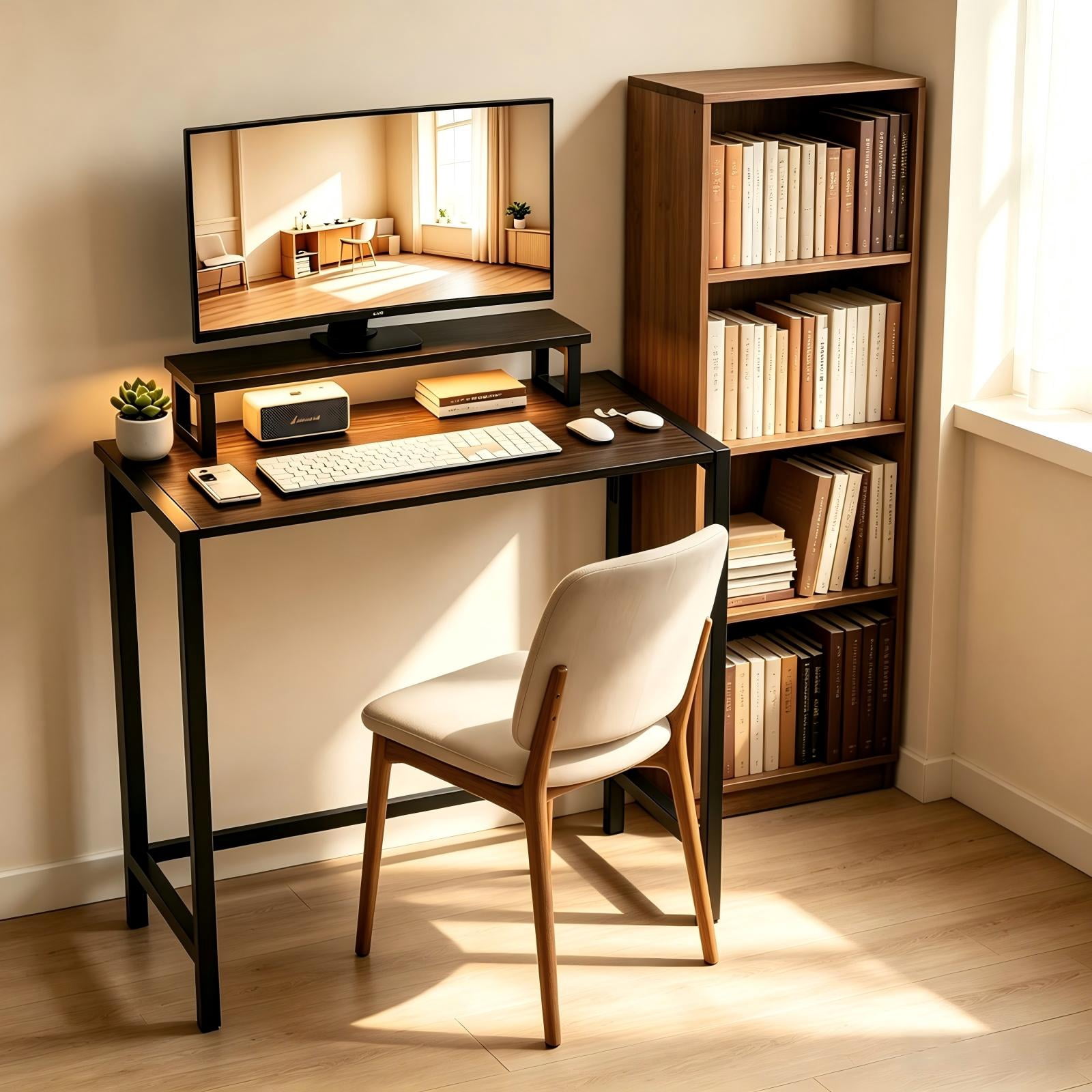31.5" Foldable Gaming Desk with Shelf and RGB Lighting, Black