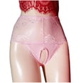 thumbnail image 2 of Homenesgenics Underwear for Women Plus Size under $10 Women's Mid-waist Sexy Lace Open Transparent Panties Briefs Pink XL, 2 of 6