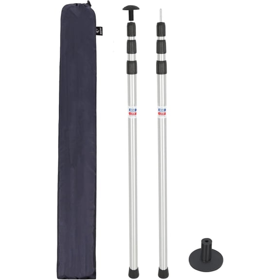Lineslife Aluminum Adjustable Camping Tarp Poles, 35in-90in Telescoping Lightweight Tent Poles for Shelter, Awning, Hammock Rain Fly (Grey, Set of 2)