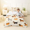 thumbnail image 4 of Homewish Funny Dachshund Twin Comforter Sets,Hot Dog Bun Bedding Set,Cream,Polkadot Reversible,2 Pieces,1 Comforter and 1 Pillowcase, 4 of 7