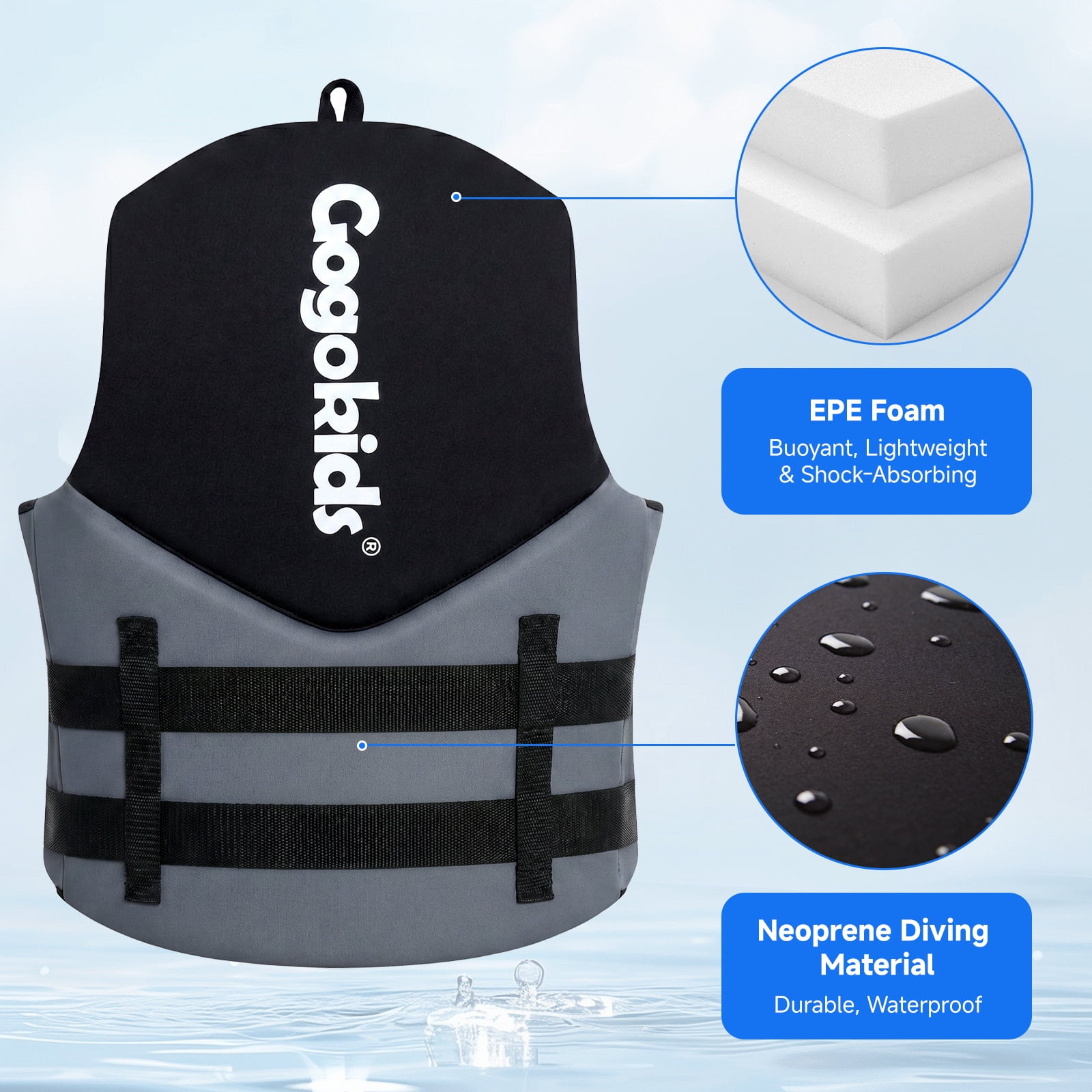 Gogokids Life Jacket Swim Vest for Adult Women men,Foldable Buoyancy Vest with Dual Buckle,Float Jacket for Boating,Kayaking,Swimming,Paddle and Fishing