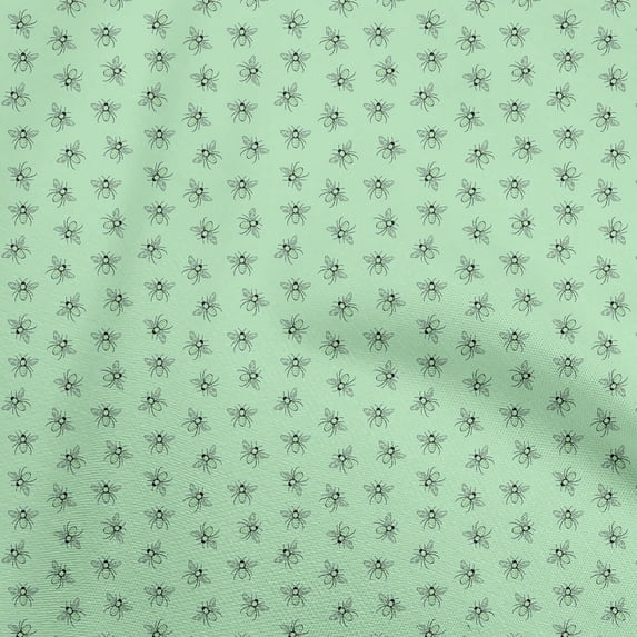 oneOone Cotton Poplin Mint Green Fabric Dot & Honey Bee Craft Projects Decor Fabric Printed By The Yard 42 Inch Wide