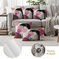 thumbnail image 6 of Boho Middle Century Outdoor Waterproof Pillow Covers, Abstract Pink Geometric Leaves Decorative Square Throw Pillowcase Sofa Cushion Sham for Patio/Couch/Chair, 18"x18" 2 Pack, 6 of 8