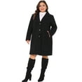 thumbnail image 3 of DARING DIVA Women's Plus Size Mid Length Notch Lapel Pea Coat 3X Black, 3 of 6