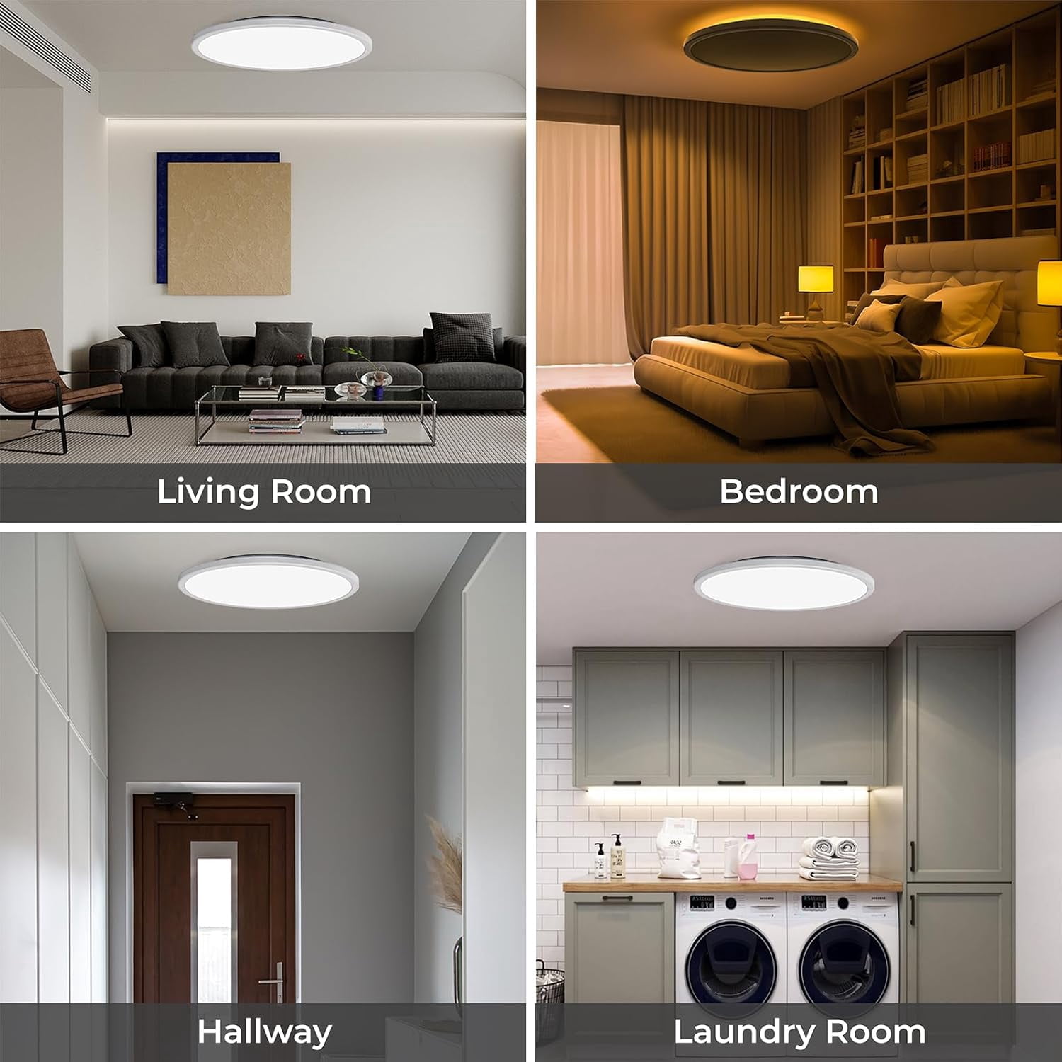 Matane 15.4'' LED Flush Mount Ceiling Light Fixture with Remote Control, Nightlight 2000K Warm,36W 3600LM 3000K-6500K Dimmable Surface Mount Lighting Fixture for Bedroom, Dining Room, Kitchen,White