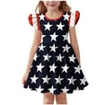 thumbnail image 2 of QTBIUQ Robe d'Été pour Fille, Imprimé de la Fête de l'Indépendance, Col Rond, Patchwork, Petite Manche Courte, Taille Courte Cintrée, Polyvalente, Vacances, Fête, Jeu, Décontractée, Ensemble Quotidien, Style Mignon et à la Mode (Bleu, 13 Ans), 2 of 6