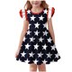 thumbnail image 2 of Odeerbi Niñas Día de La Independencia Vestido de Línea A Verano Patriótico Estrella Raya Ruffle Gorra Manga Vestido Casual, 2 of 6