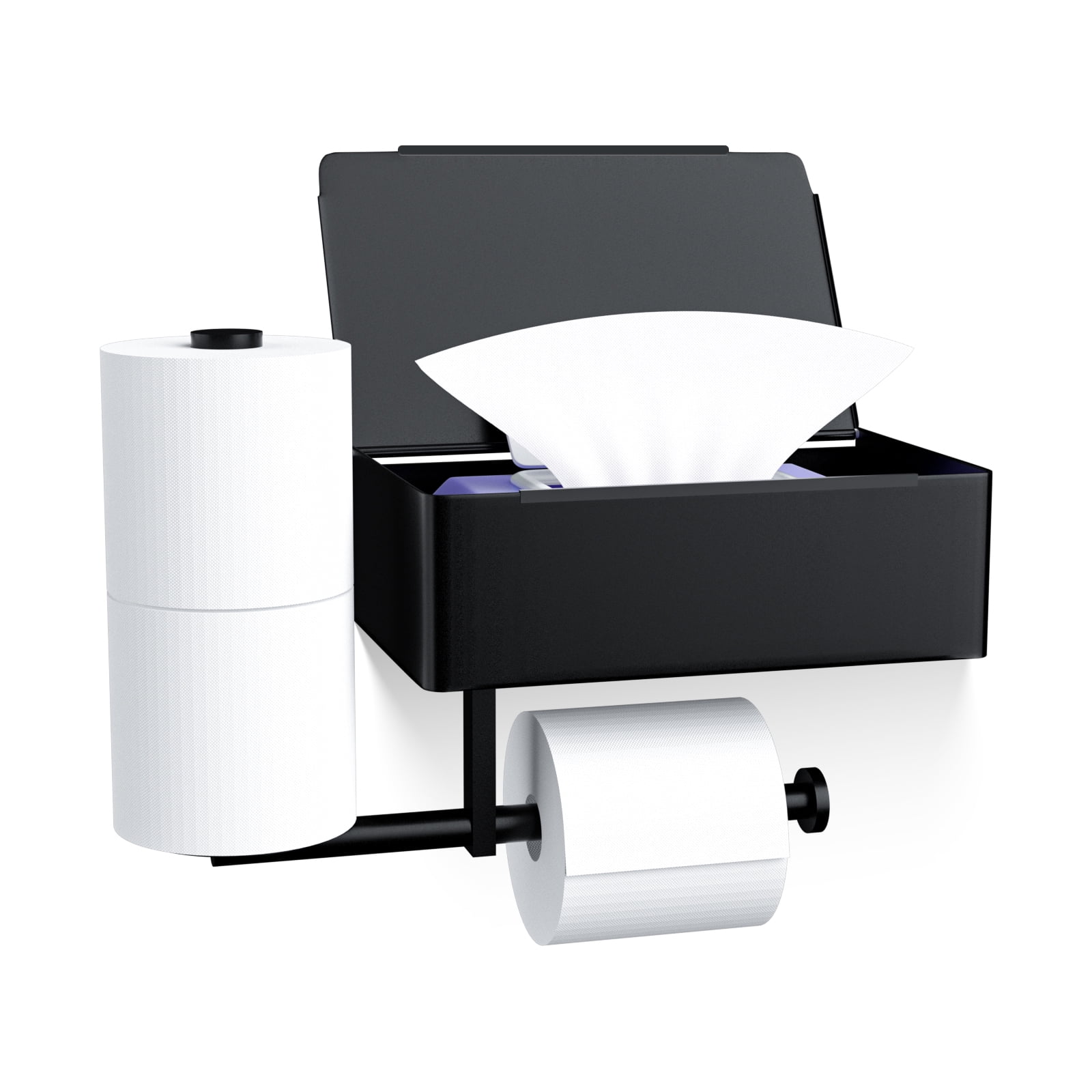 Goaxuzt Toilet Paper Holder Wall Mount Stainless Steel Shelf with Toilet Roll Storage & Wipes Dispenser for Bathroom