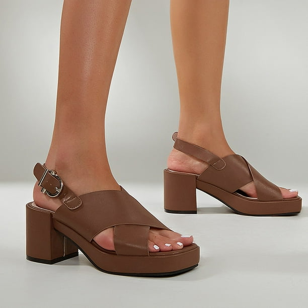 Zapatos de mujer Casual Correas cruzadas Hebilla Tacones altos