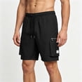 thumbnail image 5 of Mens Hiking Cargo Shorts 7" Quick Dry Lightweight Waterproof Stretch Drawstring Beach Shorts with Zipper Pockets for Hiking Golf Casual Loose Fit Big and Tall Size XS-3XL Black, 5 of 8