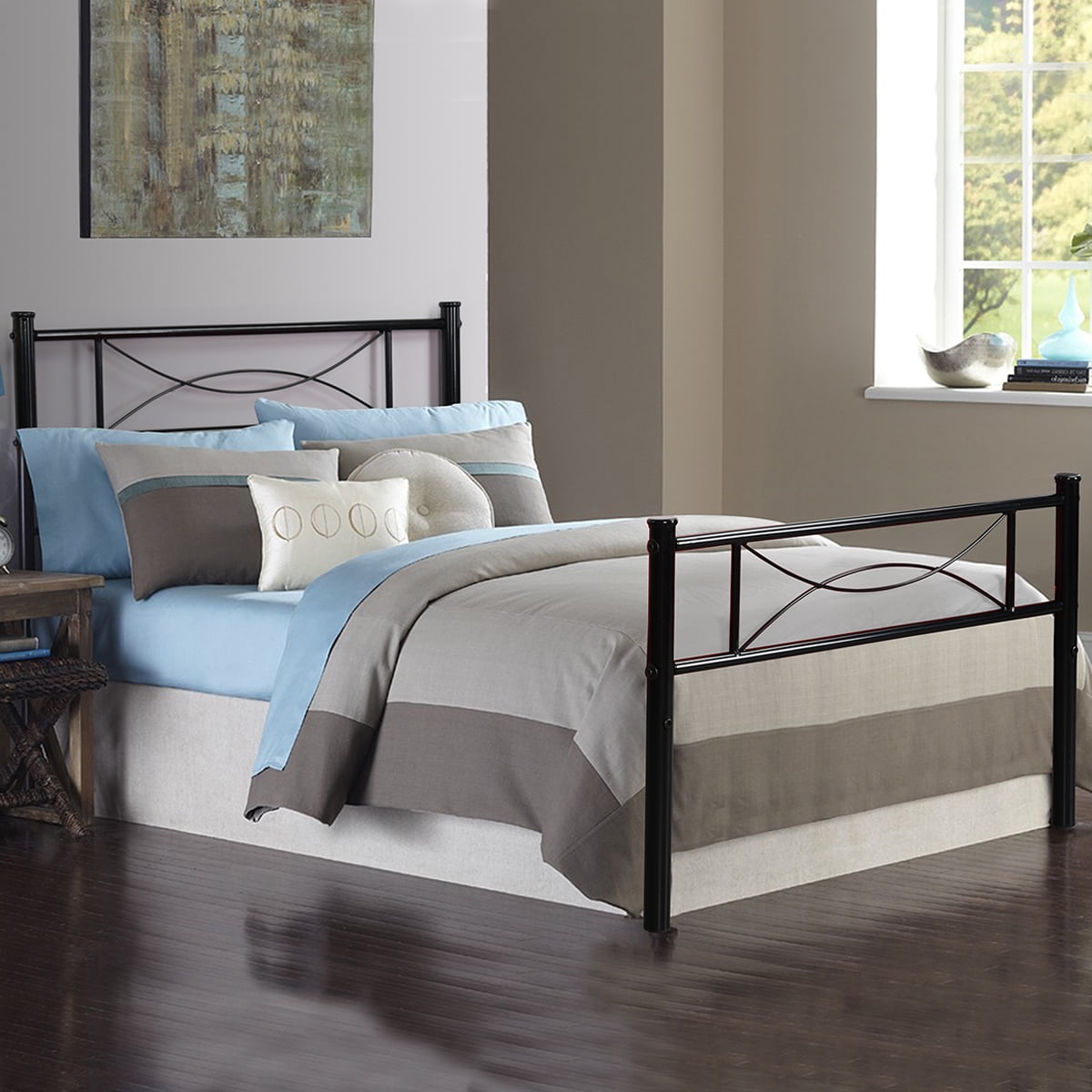 Teraves Twin Size Metal Bed Frame Platform Bed with Headboard for ...