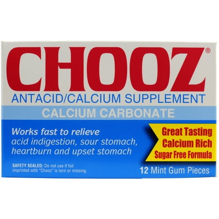 Chooz Antacid/Calcium Supplement Calcium Carbonate Gum, 500