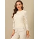 thumbnail image 3 of Blusa de encaje con cuello de volantes Allegra K Albaricoque XL, 3 of 5