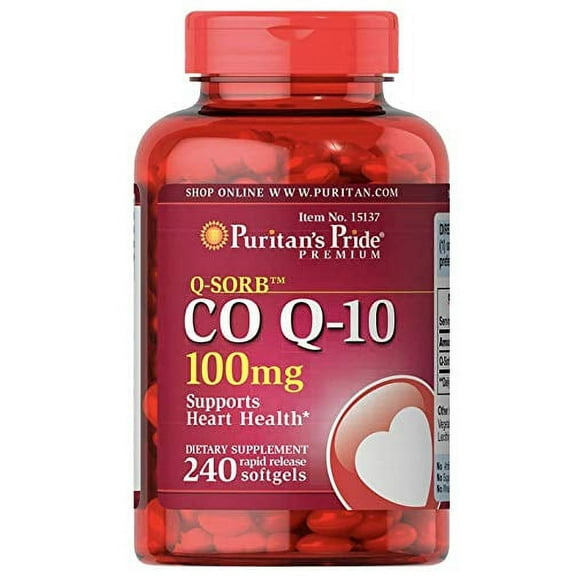 Puritans Pride CoQ10 100mg, Supports Heart Health, 240 Rapid Release Softgels