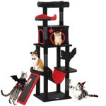 PawHut Gothic Cat Tree, 60" Tall Cat Tower with Coffin Bed, Black