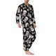 thumbnail image 2 of Balery black white Skull bone Pijama para Hombre de Dos Piezas con Manga Larga, Conjunto de Dormir y Descanso Suave con Bolsillos-Small, 2 of 7