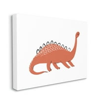 Stupell Industries Smiling Red Dinosaur Long Neck Kids' Reptile Animals & Insects Painting Gallery Wrapped Canvas Print Wall Art, 16 x 20