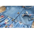thumbnail image 4 of EnJoCho Toddler Stylish Summer Dress Toddler Baby Girls Floral Print Bowknot Short Sleeve Princess Denim Dress Outfit Kids Pretty Flower Dress, 4 of 7