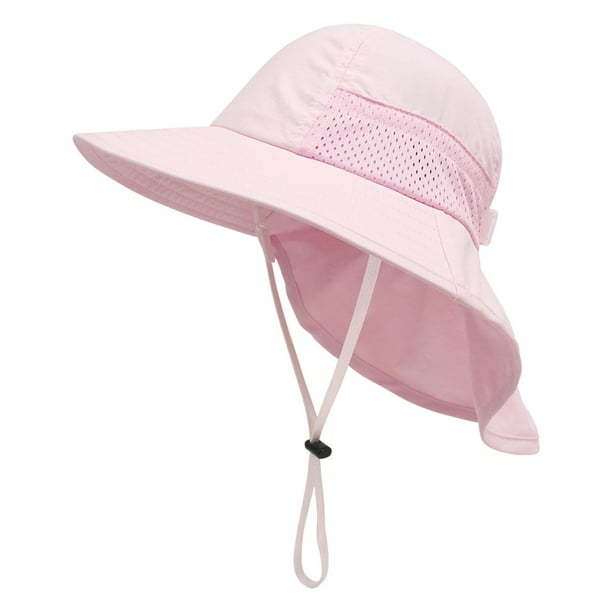 Sombrero de pescador para niños, esencial para vacaciones en la playa, mochileros, acampadas y actividades al aire libre. Rosa