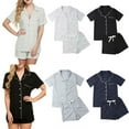 thumbnail image 1 of goowrom Ensemble de Pyjama pour Femmes, Couleur Unie/point/rayé Manches Courtes, Short, 1 of 8