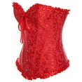 thumbnail image 2 of VASLANDA Women's Lace up Boned Sexy Plus Size Overbust Corset Bustier Top with G-String, 2 of 5
