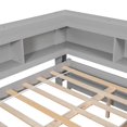 thumbnail image 6 of Full Size Bed with 2 Storage Drawers and L-Shaped Bookcases, Wood Full Platform Bed with Sideboard and Bookcases Headboard, Full Sofa Bed Day Bed Frame, for Bedroom, Living Room, Gray, 6 of 7