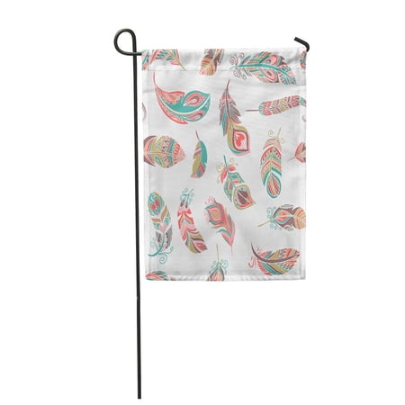 SIDONKU Pattern Bohemian Feathers Gypsy Boho Hipster Lineart Tribal Dream Garden Flag Decorative Flag House Banner 12x18 inch