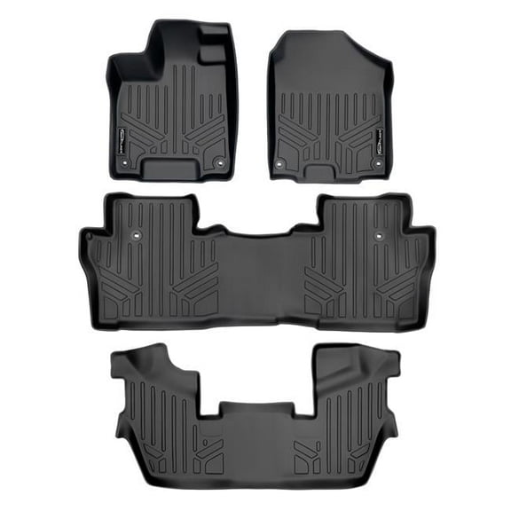 Smartliner SA0200-B0200-C0219 Custom Fit 3 Row Floor Mats Liner Set - 7 Passenger Model for 2016-2021 Honda Pilot, Black