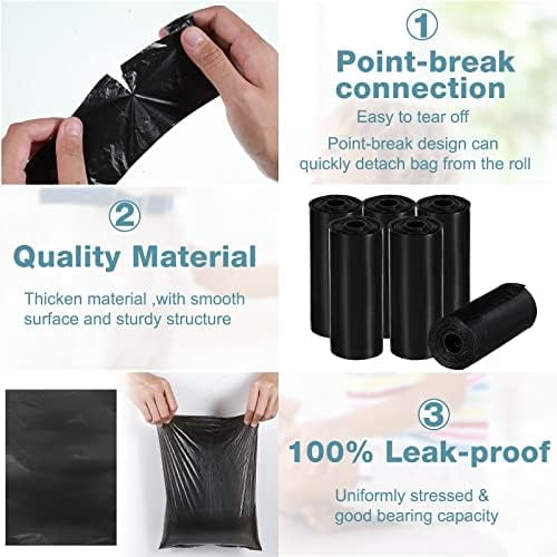 3000 Count Dog Poop Bags Pet Waste Bags for Poop with 3 Dispensers for Home, Outdoor, Puppy Walking, and Travel, 12 x 8.6 Inch(Black)