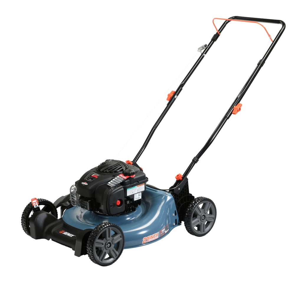 SENIX Lawn Mower 21in Cuttting Blade 22in Cutting Deck, 125 cc 4-Cycle Briggs & Stratton Engine Push Mower, Mulch & Side Discharge, 6 Position Height Adjustment, LSPG-M3