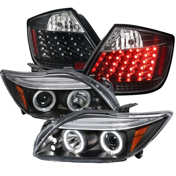 Spec-D Tuning Black Halo Projector Headlights   6-LED Bumper Fog Lamps Compatible with Tc Left   Right Pair Headlamps Assembly