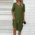 thumbnail image 4 of Summer Dress Women's Dress Lightweight V Neck Beach Dress Half Sleeve Midi Dress Loose Knee Length Buttons Dress With Pockets Dresses for Summer Casual Summer Clothes for Women Summer Midi Dresses, 4 of 8