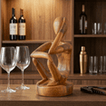 thumbnail image 6 of 12" Wooden Abstract Hand Carved Wine Rack Bottle Holder "Thinking Man" Free Standing Thinker Handmade Wood Home Decor Accent Gift Bar Art Handcrafted, 6 of 9