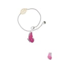 thumbnail image 2 of Delight Jewelry Silvertone Large Translucent Hot Pink Flying Butterfly - Goldtone Leaf Delicate Bracelet, 6.25+1.75", 2 of 4