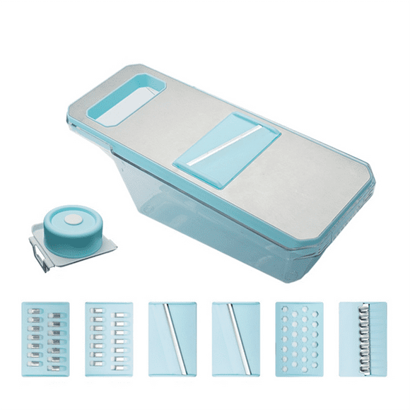 Metal Multifunctional Safety Manual Vegetable Slicer Potato Garlic Carrot Grater Blue