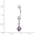 thumbnail image 2 of 10k White Gold With Dangle 6mm Sq Amy Cubic Zirconia Belly Ring Dangle, 2 of 2
