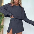 thumbnail image 2 of Washed Hoodie Skirt Set Skirt Sets Women 2 Piece Outfits Mini Sweat Skirt Sets Women 2 Piece Outfits, 2 of 9