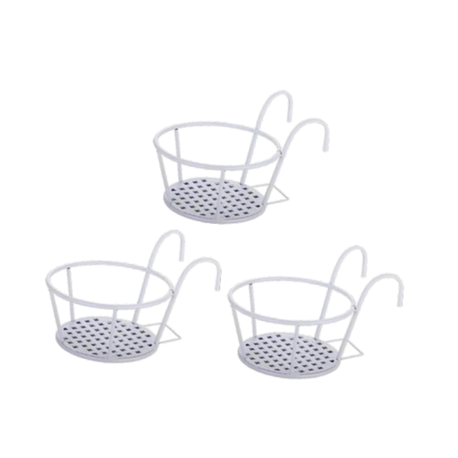 simhoa 3x Hanging Planter Basket Above The Rail Flower Pot Holder Around Hanging Railing Planters for Window Courtyard Outdoors in The Interior Outdoors White