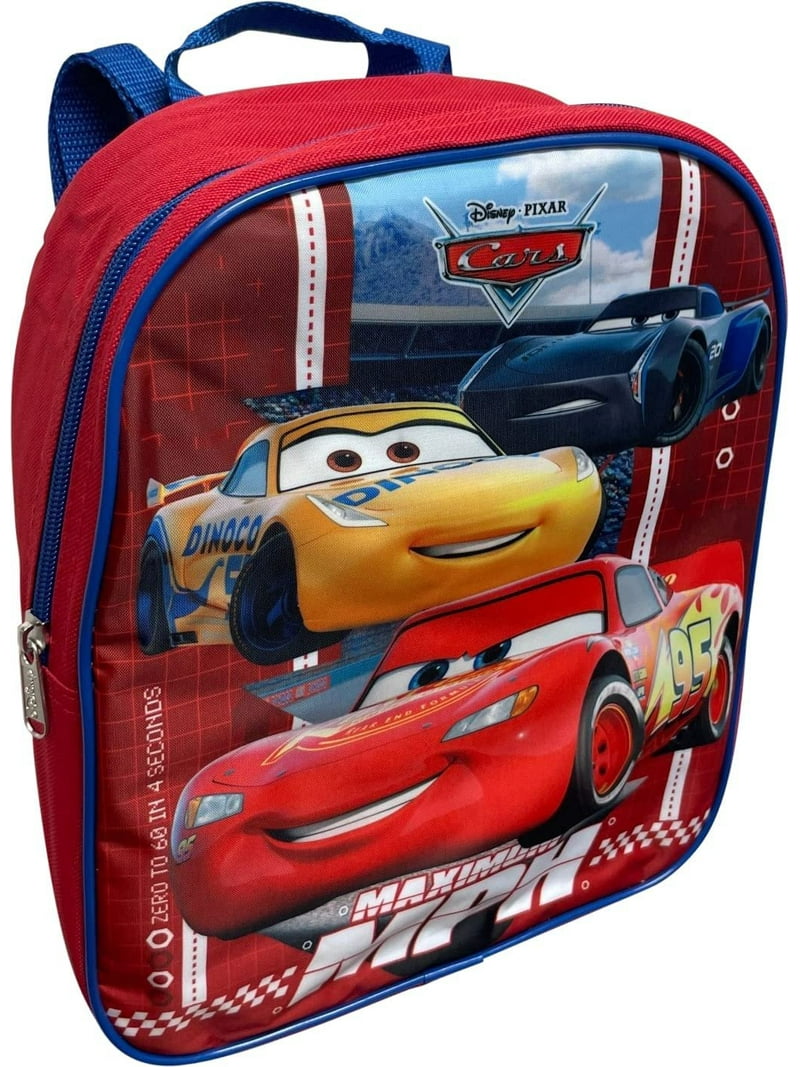 disney boys cars mini backpack with utility case blue Cars Lightning McQueen Toddle Boy 12 Inch Mini Backpack Red-Blue