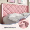 thumbnail image 3 of DreamCurship Full Size Bed Frame, Pink Bed Frame with Headboard and Footboard, Modern Upholstered Bed Frame, Pink, 3 of 6