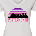 thumbnail image 4 of Inktastic Portland Oregon Retro Sunset Skyline Women's V-Neck T-Shirt, 4 of 5