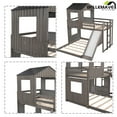 thumbnail image 2 of BELLEMAVE Bunk Beds Twin over Full Size, Playhouse Bunk Bed with Slide, Roof, Window, Ladder and Full-Length Guardrail,House Bunk Beds for Teens(Antique Gray), 2 of 12