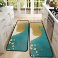 thumbnail image 4 of Kitchen Rugs Sets Of 2,Teal and Gold Marble Wavy Lines Pattern Anti Fatigue Kitchen Mat Rugs Non Slip Washable,Decorative Kitchen Floor Mats for Kitchen,Sink,Laundry,17"x47"+17"x47", 4 of 5