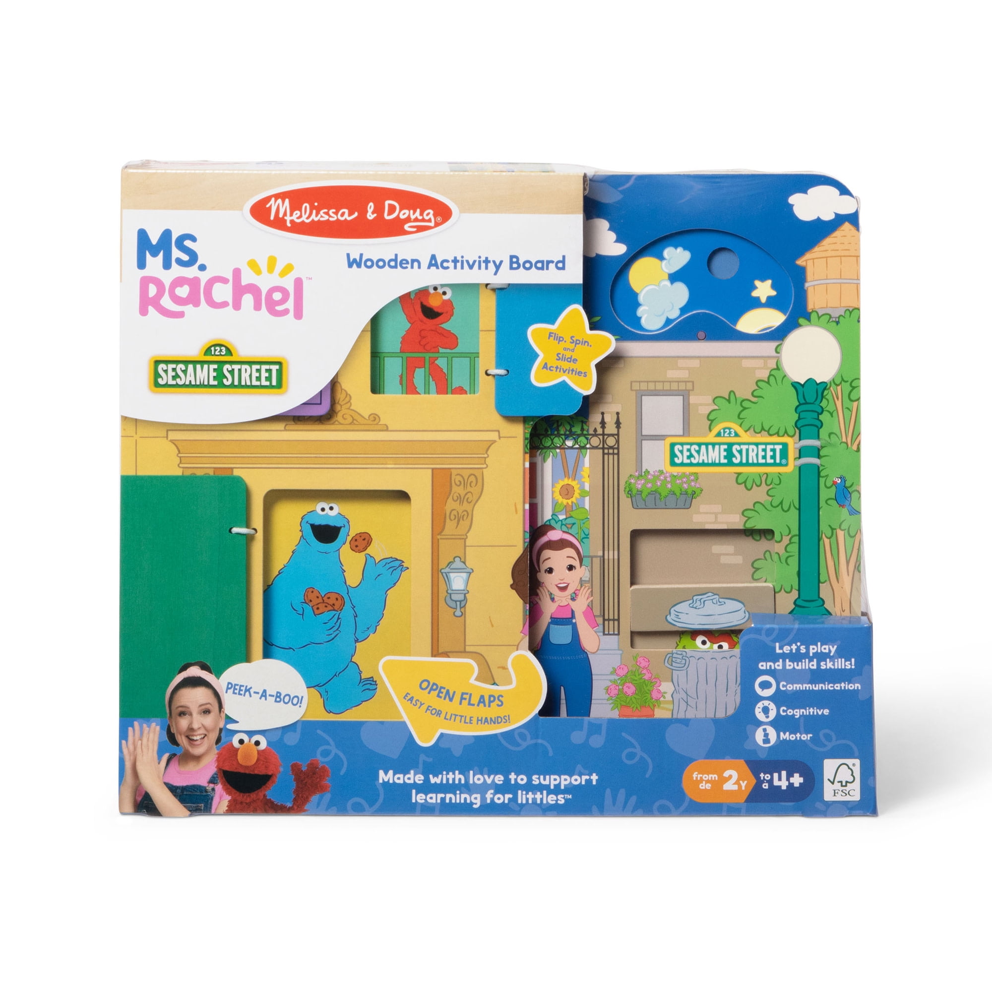 Melissa & Doug® Ms. Rachel™ Sesame Street Wooden Daily Routines Activity Board Preschool Learning Toy for Boys and Girls - FSC Certified