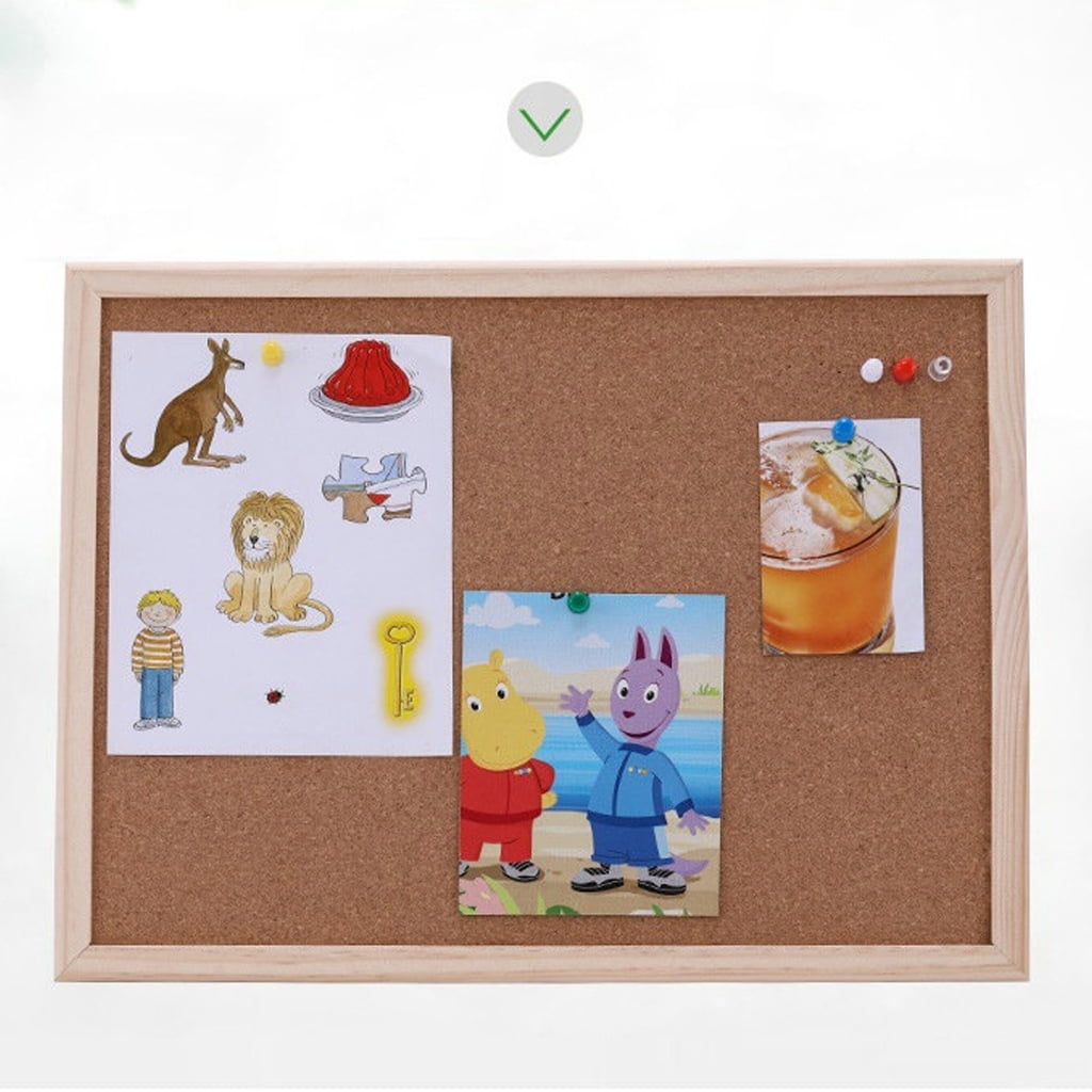 JZROCKER Wood Frame Cork Board Cork Notice Board Decorative Pin Board Cork Bulletin Board Memo Board for Kitchen Classroom Office