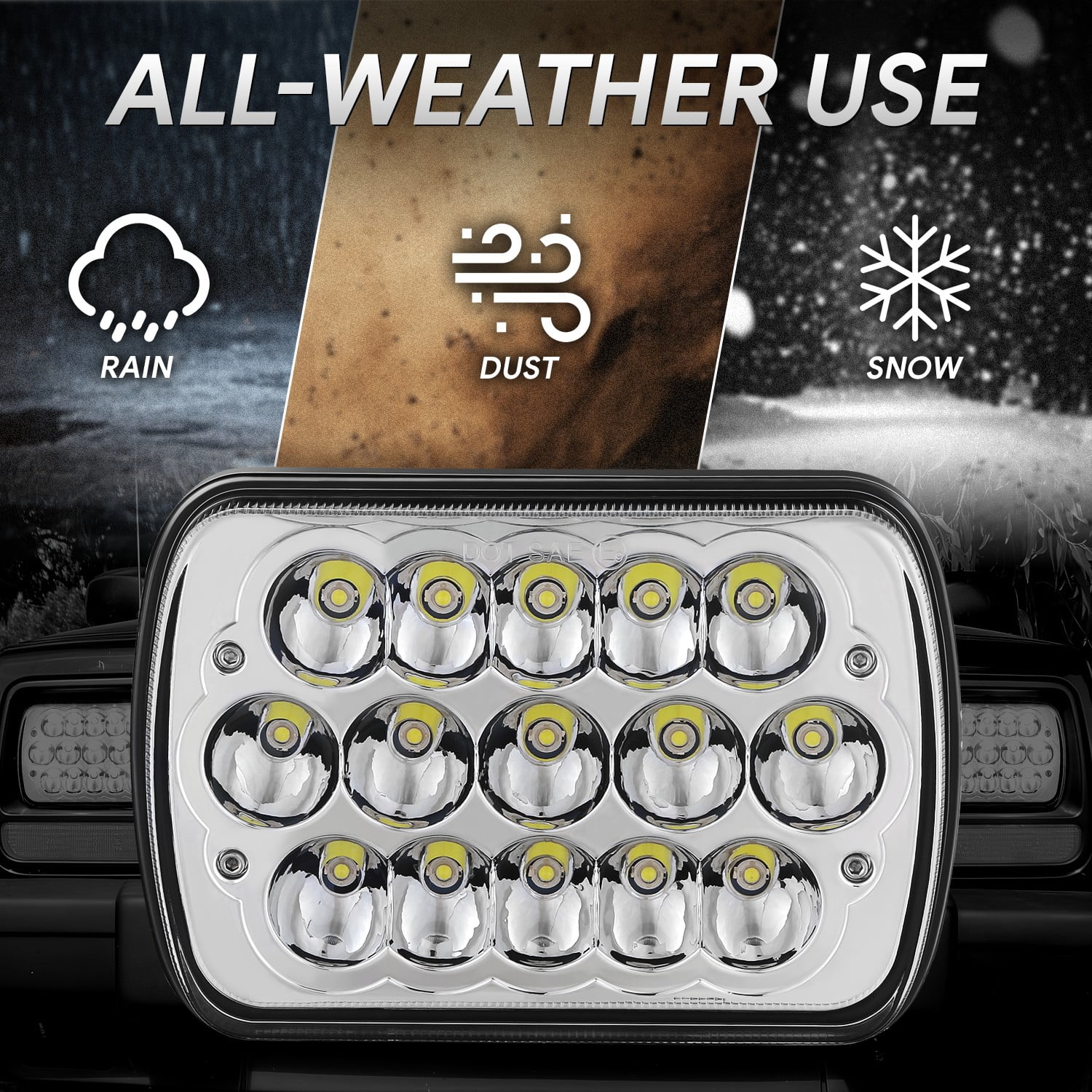 DNA Motoring 7X6" H6054 LED Sealed Beam Headlights for Ford Toyota Pickup Truck Cargo Van