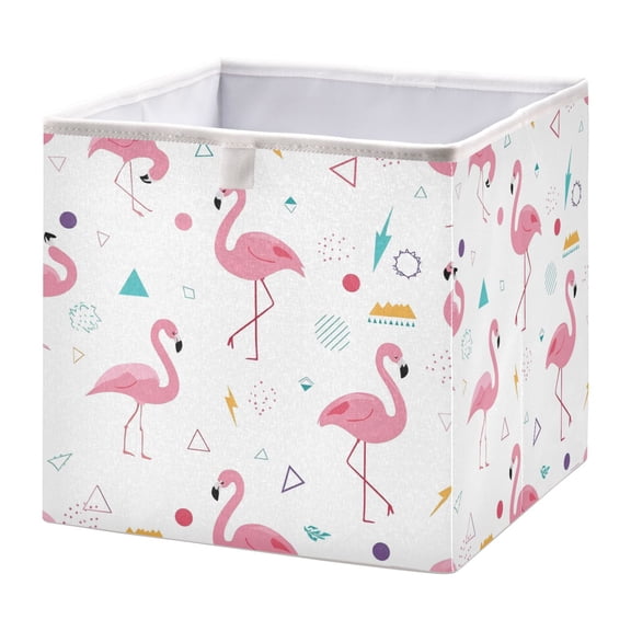 Foldable Fabric Storage Bin Home Cubes Clothing Organizer Bins Large Collapsible Box Basket for Home Organizer Cute Flamingo Pattern