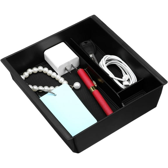 LULULION Car Center Console Organizer Tray with Padded Non Slip Surface Black